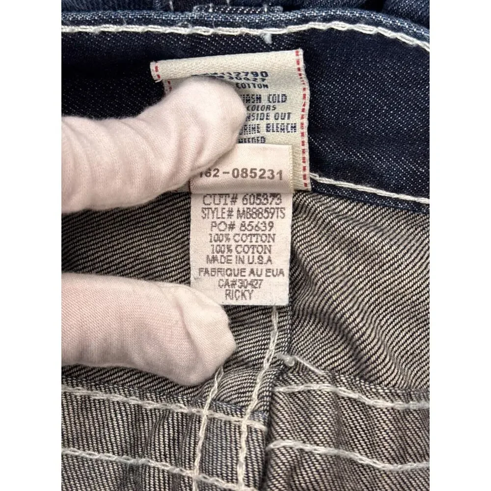 New True Religion Jeans 33 x 33 Mens Ricky Flap Pocket Relaxed Straight Fit